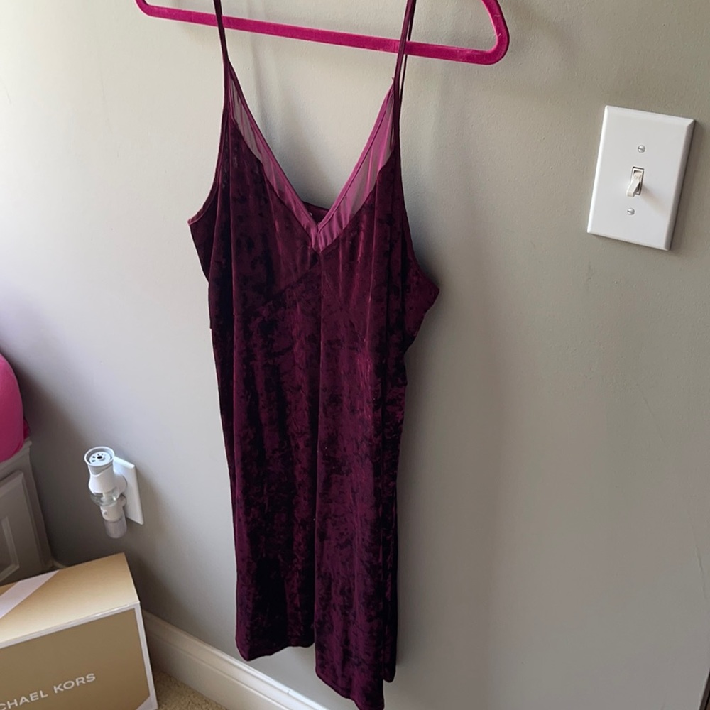 Burgundy Velvet Slip Dress with Adjustable Straps